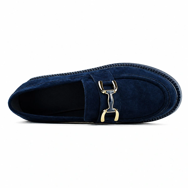Derbies a platforme pour femme 7516-2 bleu miniature